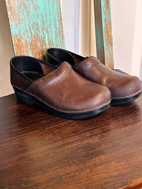 Dansko Brown Oiled Leather Professional Clogs